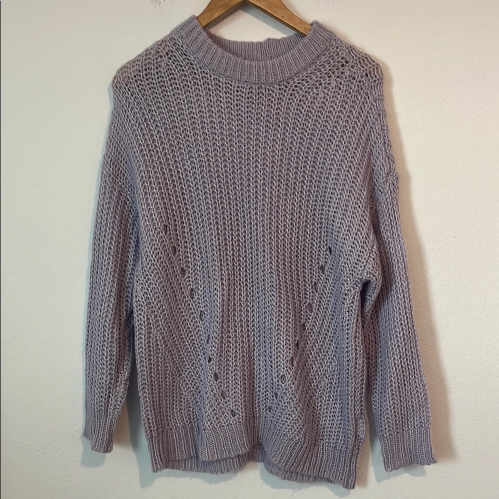 American Eagle Purple Oversized Mock Neck Sweater